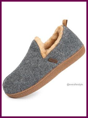 LongBay Felt Bootie Slippers Memory Foam Faux Fur Lined House Shoes